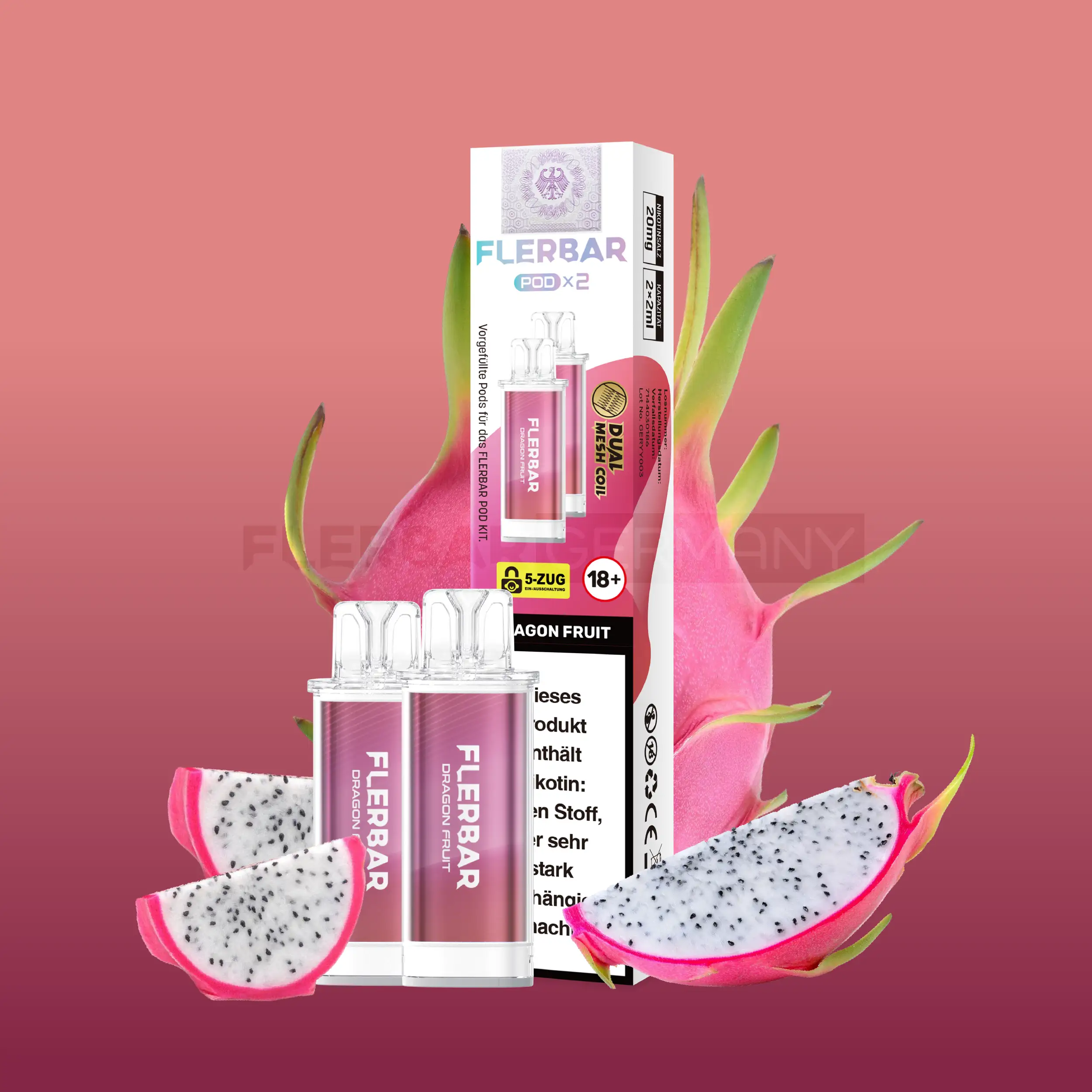Flerbar Pods Dragon Fruit - Exotik im 2er Pack online kaufen! Flerbar Pods Dragon Fruit - Exotik im 2er Pack online kaufen!